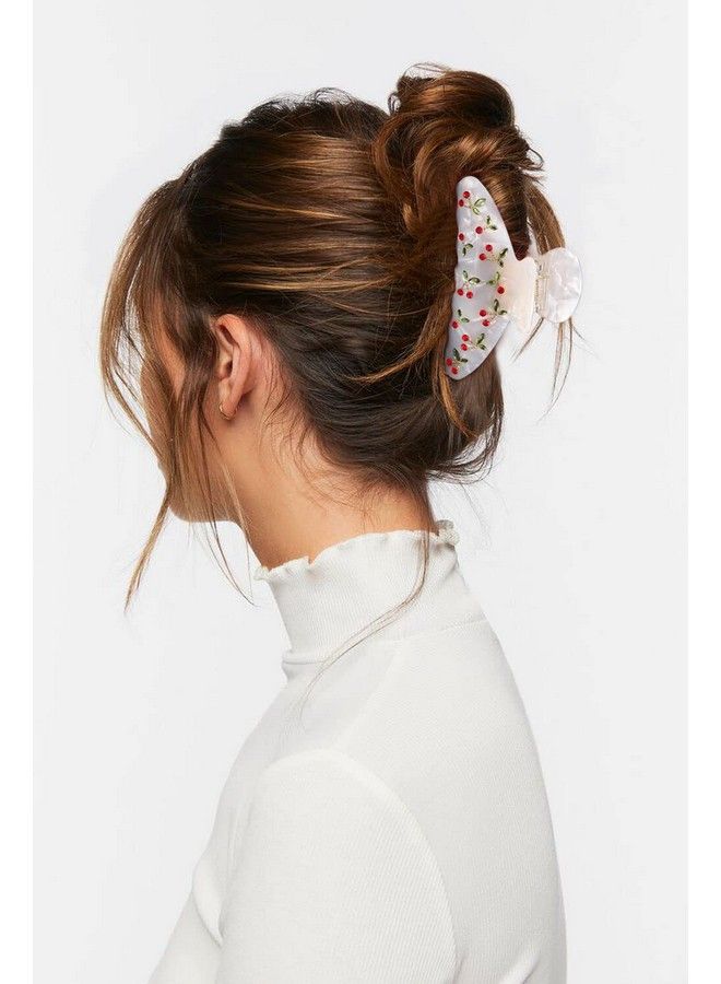 LILIE&WHITE مشابك شعر أكريليك للنساء مع نمط الراينستون بشكل كرز أحمر لمشابك الشعر السميك لمساعدتك في تصفيف الشعر وتقسيمه - Image 4