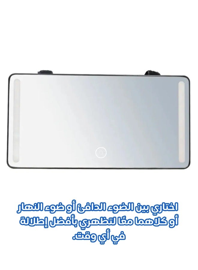 Generic Car LED Lighted Makeup Mirror, 60 LEDs, Touch Control, 3 Light Modes, Rechargeable 1500mAh Lithium Battery, USB-C Charging, for Car, Home, Office Use  - Image 5
