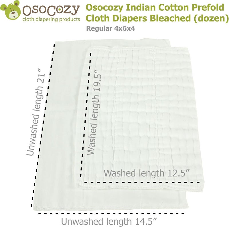 OsoCozy Prefold Cloth Diapers (1 Doz) - Soft, Absorbent, Durable - 100% Cotton - Image 3