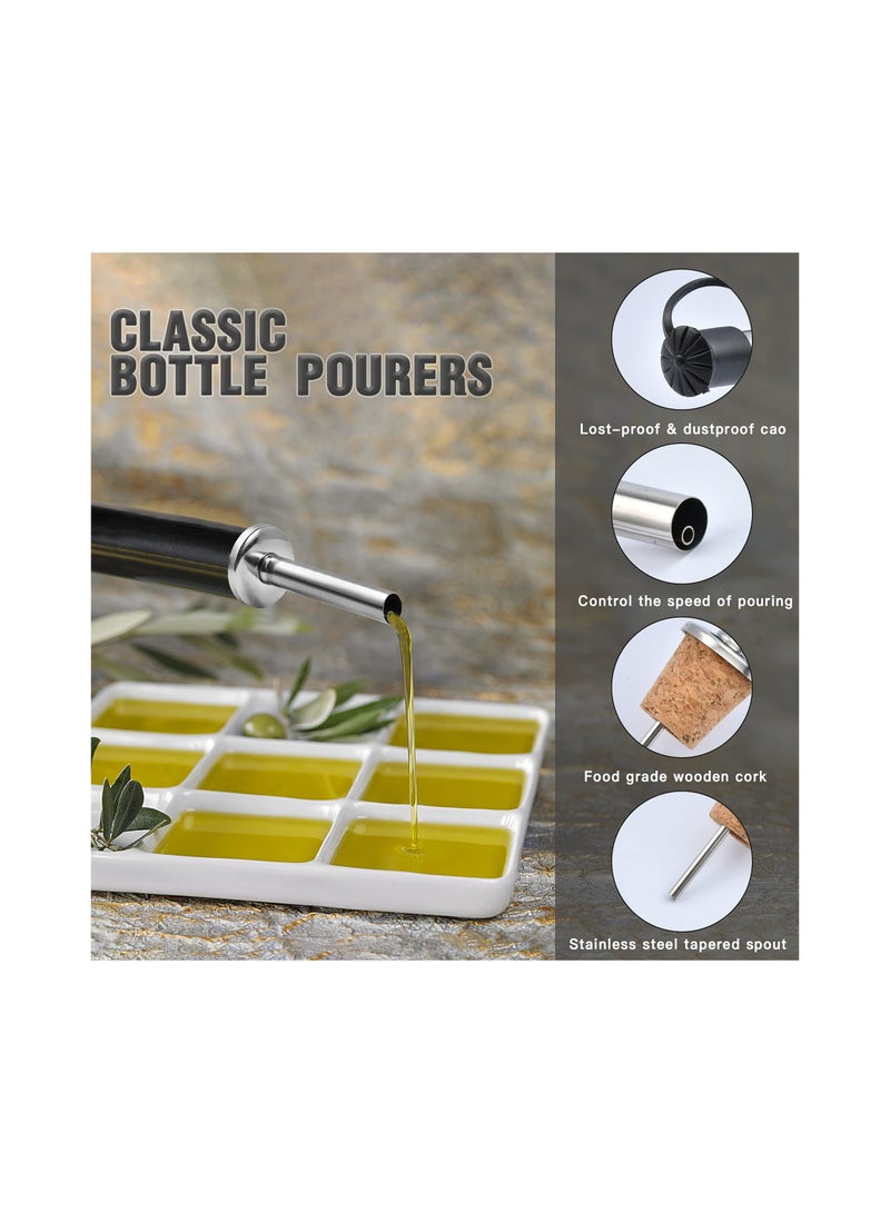 Excefore 16 Pack Cork Bottle Spouts, Stainless Steel Oil Bottle Stoppers, Bottle Dividers with Dust Caps, Oil Pour Spouts Rubber Bottle Corks for Olive Oil and Vinegar Bottles - Image 3