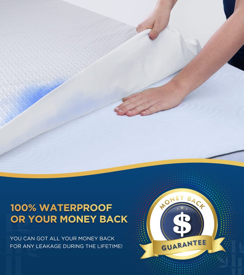 BOSANE Premium 100% Waterproof Cal King Mattress Protector Breathable Cooling 3D Air Fabric Mattress Cover Smooth Soft Hypoallergenic Noiseless Bed Cover Machine Washable Vinyl Free 8-21'' Deep Pocket - Image 2