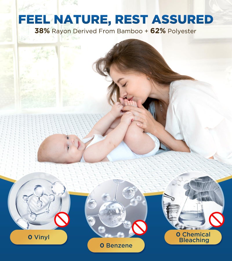 BOSANE Premium 100% Waterproof Cal King Mattress Protector Breathable Cooling 3D Air Fabric Mattress Cover Smooth Soft Hypoallergenic Noiseless Bed Cover Machine Washable Vinyl Free 8-21'' Deep Pocket - Image 3