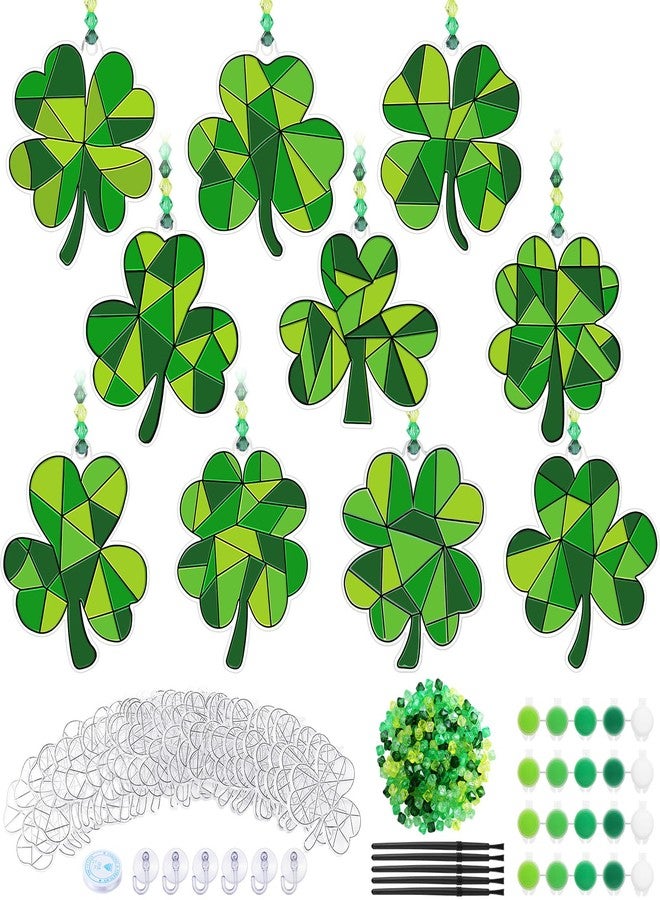 Beeveer 30 Sets St. Patricks Day Shamrock Clover Suncatchers Window Art, Lucky DIY Irish Sun Catchers Bulk Crafts Paint Your Own Window Ornaments for Adults Home Birthday Activity Party Decor - Image 1
