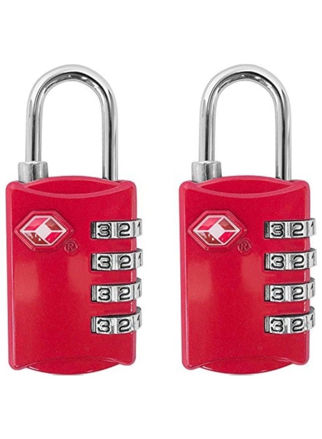 desired tools TSA Luggage Locks (Pack of 2) - 4 Digit Combination Steel Padlocks, Red - Image 1