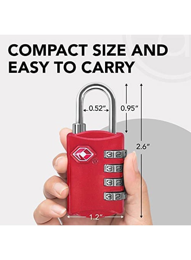 desired tools TSA Luggage Locks (Pack of 2) - 4 Digit Combination Steel Padlocks, Red - Image 4
