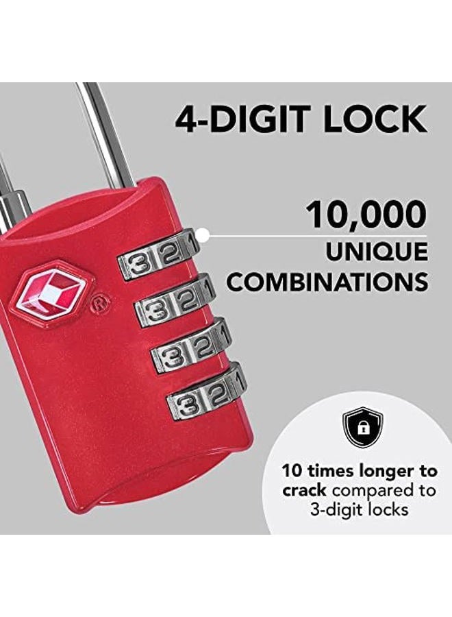 desired tools TSA Luggage Locks (Pack of 2) - 4 Digit Combination Steel Padlocks, Red - Image 2