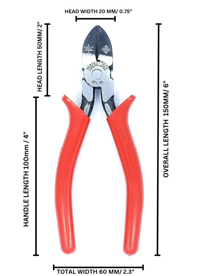 PERFECT TECH Combination Side Cutting Plier 6 Inch | Anti-Rust Properties For Gripping | Holding And Cutting Wires | Pliers Home Tool Kit | Hardware Tools | Shock Proof Grip |150 mm/6 Inch(SPL-06 Red) - Image 4