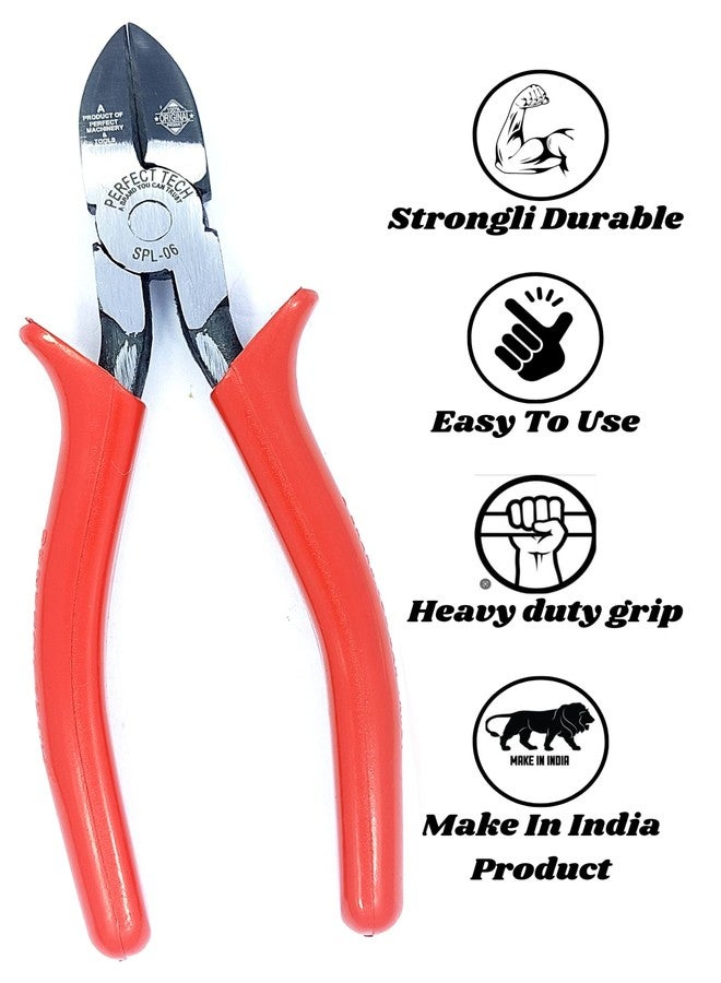 PERFECT TECH Combination Side Cutting Plier 6 Inch | Anti-Rust Properties For Gripping | Holding And Cutting Wires | Pliers Home Tool Kit | Hardware Tools | Shock Proof Grip |150 mm/6 Inch(SPL-06 Red) - Image 2