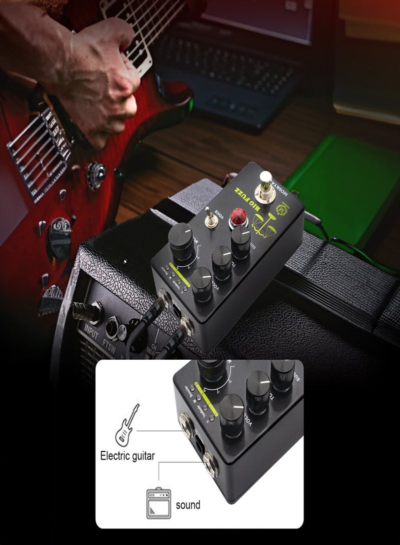 MOSKYAudio FUZZ Guitar Effect Pedal 4 Mode Switch& Volume/Tone/Sustain Controls Compact Portable Digital Fuzz Guitar Effector Effect Processor for Electric Guitar- BIG FUZZ - Image 5