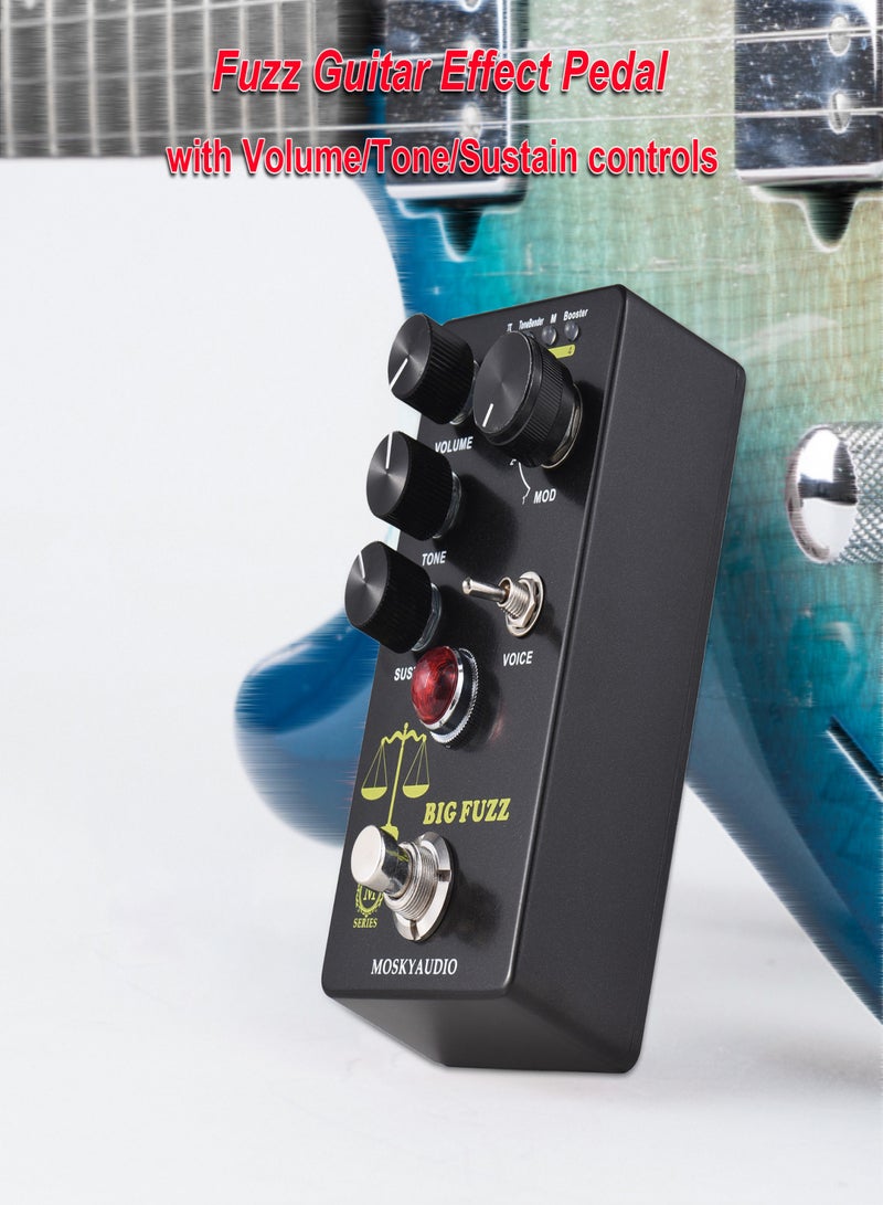 MOSKYAudio FUZZ Guitar Effect Pedal 4 Mode Switch& Volume/Tone/Sustain Controls Compact Portable Digital Fuzz Guitar Effector Effect Processor for Electric Guitar- BIG FUZZ - Image 4