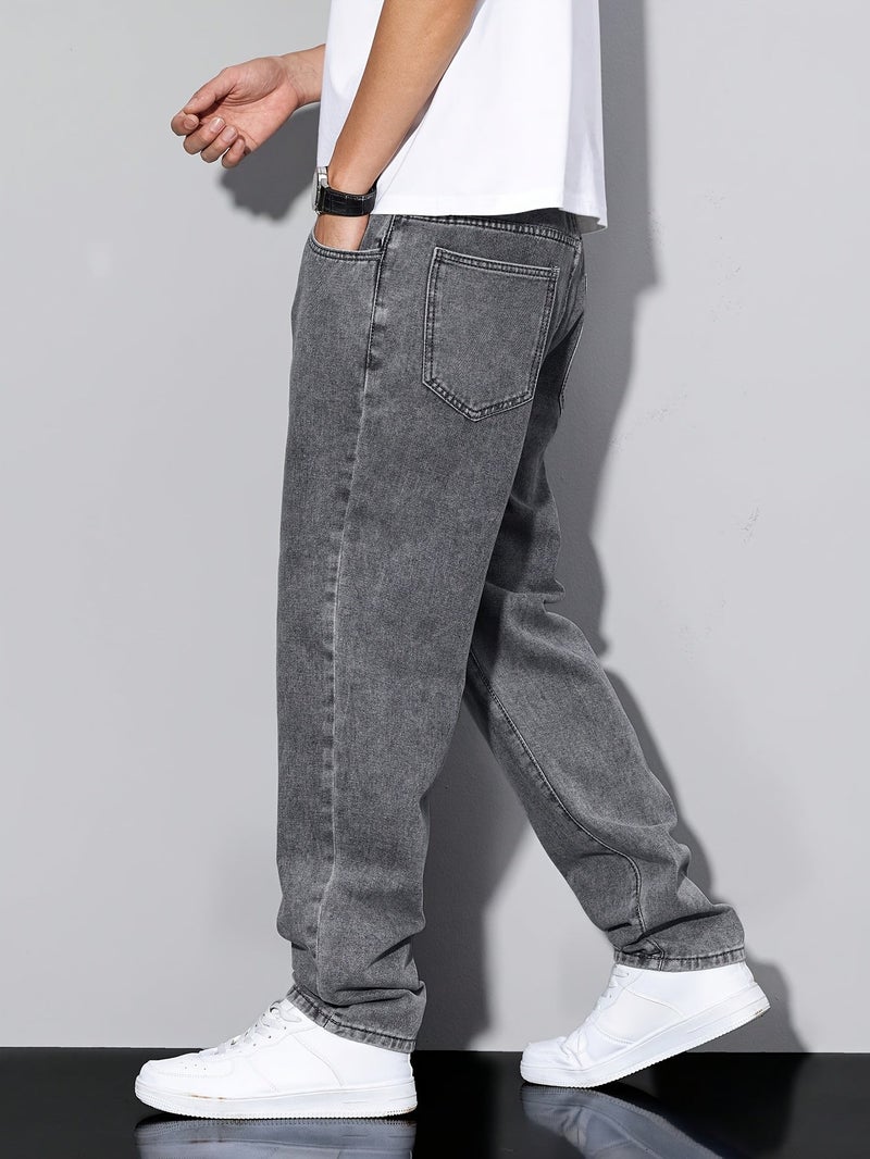 Men'S Slim-Fit Stretch Denim Jeans - Casual Gray, Mid-Rise, All-Season Comfort, Regular Fit with Pockets, Perfect for Casual Attire, Allseason Jeans | Midrise Jeans | Stretch Denim - Image 5