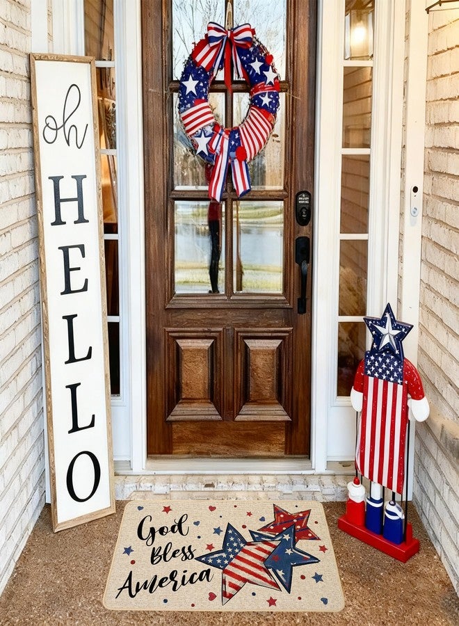 Baccessor Gold Bless America Flag Star Patriotic 4th of July Doormat Independence Memorial Day Home Decor Low-Profile Door Mat Floor Mat for Indoor Outdoor 17x29 Inch - Image 4