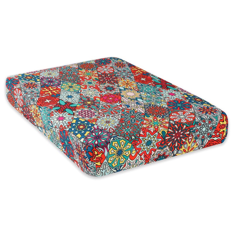 hyha Printed Couch Cushion Covers Floral Sofa Covers Washable for 3 Cushion Couch Stretch Pattern Outdoor Cushion Covers for Patio Furniture with Elastic BottomLarge Diamond Mandala