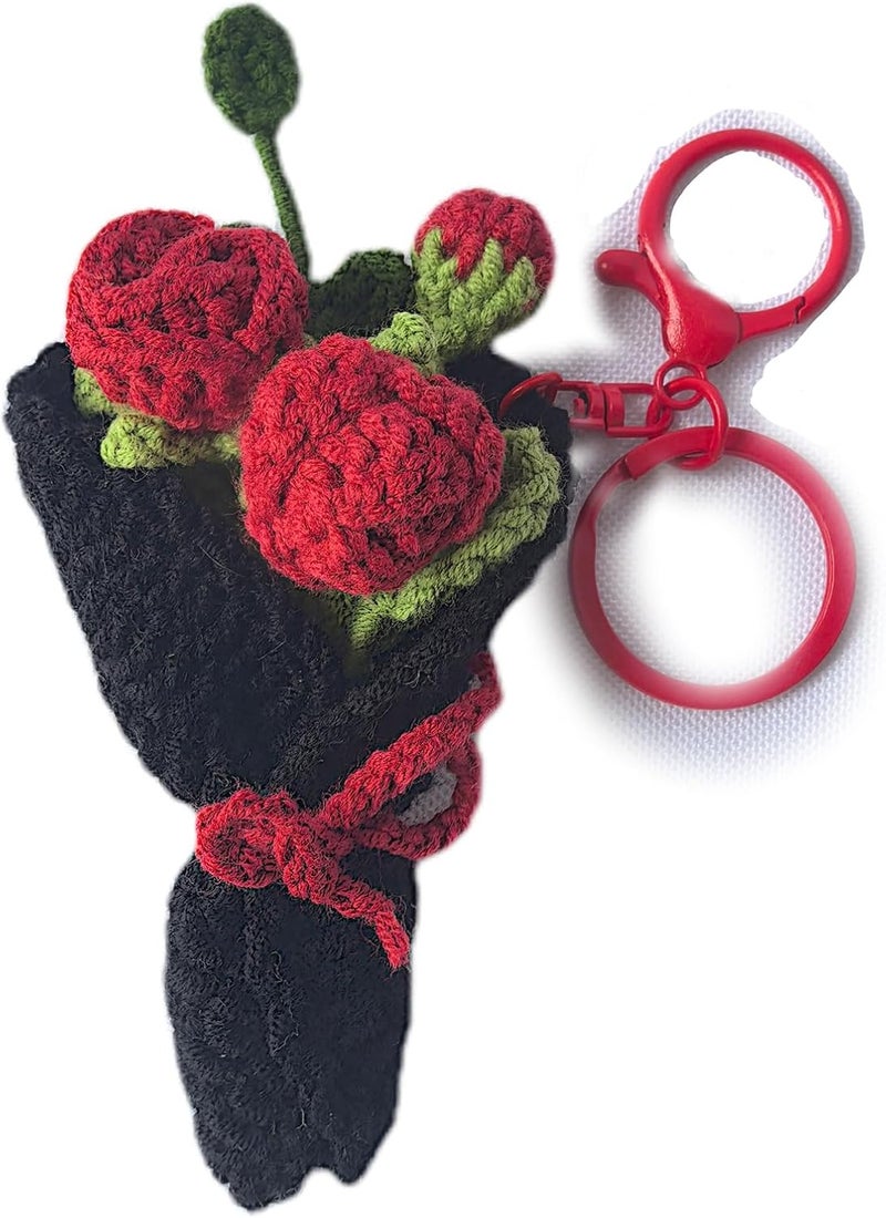 Mshion Handmade Crochet Flower Keychain, Cute Keychains for Women Girls Novelty Aesthetic Keychains Holiday Gifts - Image 1
