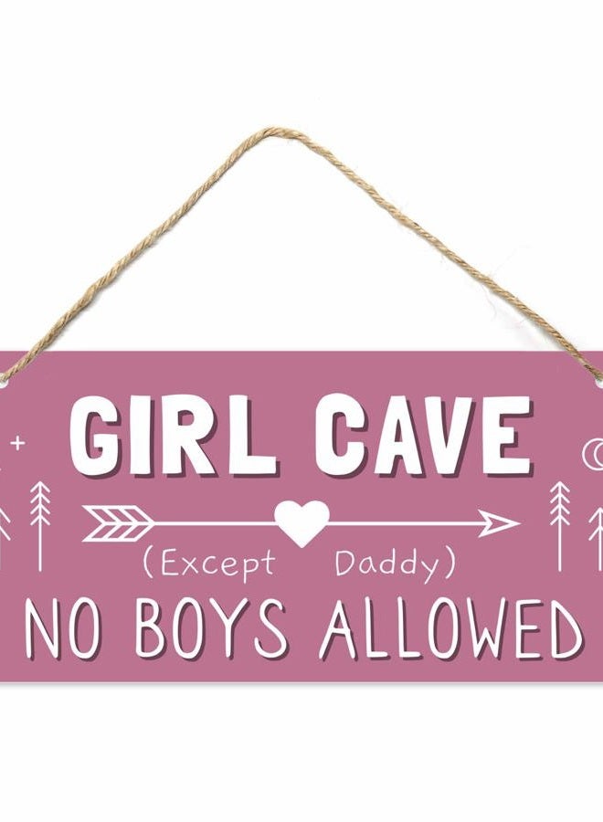 Fun-Plus Girl Cave Sign, Decorations for Bedroom, 12″x6″ PVC Plastic Decoration Hanging for Kids Room & Door, No Boys Allowed, Room Decor … - Image 1