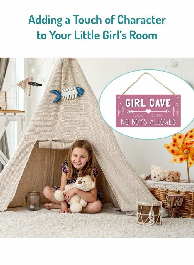 Fun-Plus Girl Cave Sign, Decorations for Bedroom, 12″x6″ PVC Plastic Decoration Hanging for Kids Room & Door, No Boys Allowed, Room Decor … - Image 4
