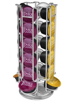 Alissa 24 Capsule Coffee Pod Holder Stand Rack Coffee Pod for Nescafe Dolce Gusto Silver  - Image 1