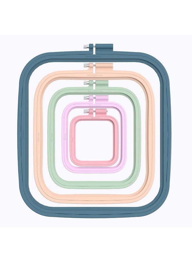 Pllieay 5 Pieces 5 Sizes Square Embroidery Hoops Abs Plastic Embroidery Hoops For Diy Embroidery Craft - Image 1