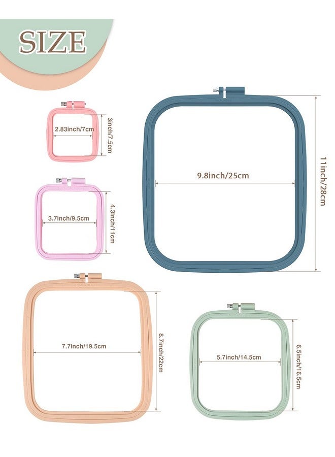 Pllieay 5 Pieces 5 Sizes Square Embroidery Hoops Abs Plastic Embroidery Hoops For Diy Embroidery Craft - Image 4