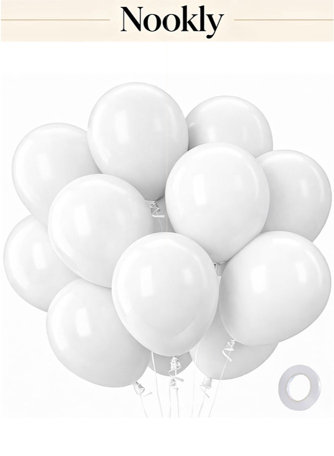 nookly 100 White Balloons Birthday Helium Balloons White Balloons for Weddings and Weddings and Weddings, Birthdays, Gender Reveal Party, Baby Shower, White Party, 12 Inches - Image 1