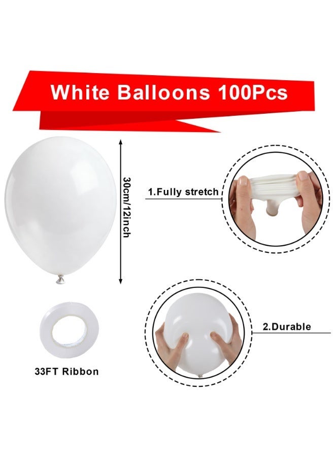 nookly 100 White Balloons Birthday Helium Balloons White Balloons for Weddings and Weddings and Weddings, Birthdays, Gender Reveal Party, Baby Shower, White Party, 12 Inches - Image 2