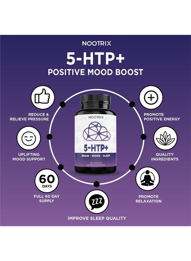 Nootrix 5-HTP+ من نوتريكس - (عبوة 2) 120 كبسولة - 200 ملغ بالإضافة إلى الكالسيوم - غير معدلة وراثيًا، خالية من الغلوتين - Image 4