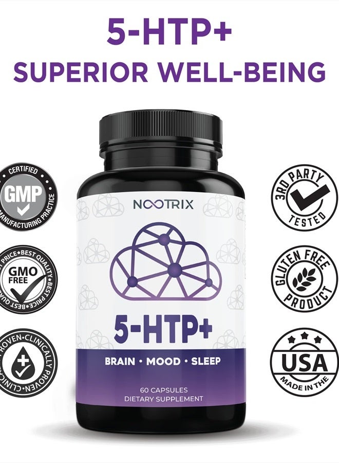 Nootrix 5-HTP+ من نوتريكس - (عبوة 2) 120 كبسولة - 200 ملغ بالإضافة إلى الكالسيوم - غير معدلة وراثيًا، خالية من الغلوتين - Image 3