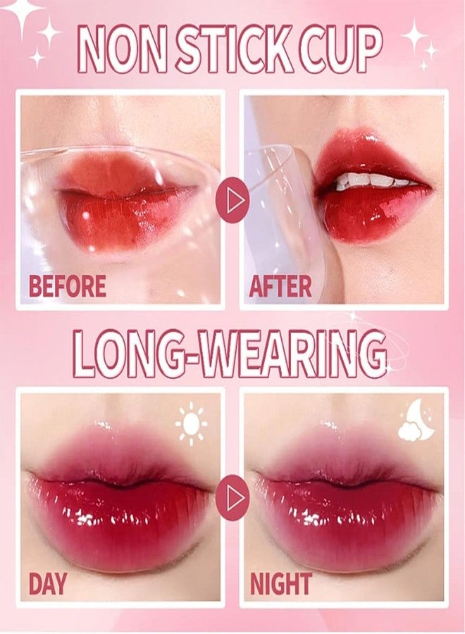 Eakroo 10 Colors Lip Stain Tint Set, Korean Lip Gloss Watery Lip Stain Set, Natural Moisturizing Korean Lip Tint, High Pigment, Long-Lasting, Non-Stick Cup, Vivid Color, Lip Tint Makeup (Set A) - Image 4