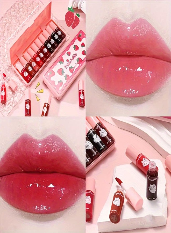 Eakroo 10 Colors Lip Stain Tint Set, Korean Lip Gloss Watery Lip Stain Set, Natural Moisturizing Korean Lip Tint, High Pigment, Long-Lasting, Non-Stick Cup, Vivid Color, Lip Tint Makeup (Set A) - Image 5