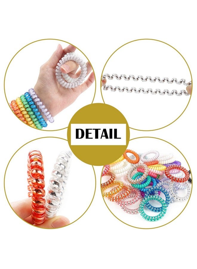 Gemocracy sprial Telephone Wire | Spiral Elastic Band | Bracelet | Ponytail Holder Hair Rubber Bands (pack of 15 pcs) - Image 4
