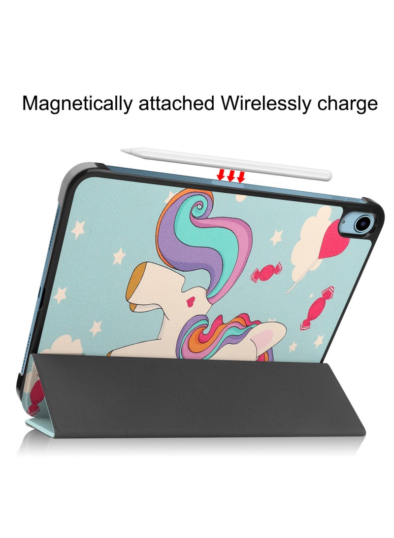 Case for IPad (A16) 11th/10th Generation Case(2025/2022 10.9 Inch) Convenient Magnetic Attachment Two-Way Trifold Stand Lightweight Protection Auto Sleep/Wake Rebound Series (Unicorn) - Image 4