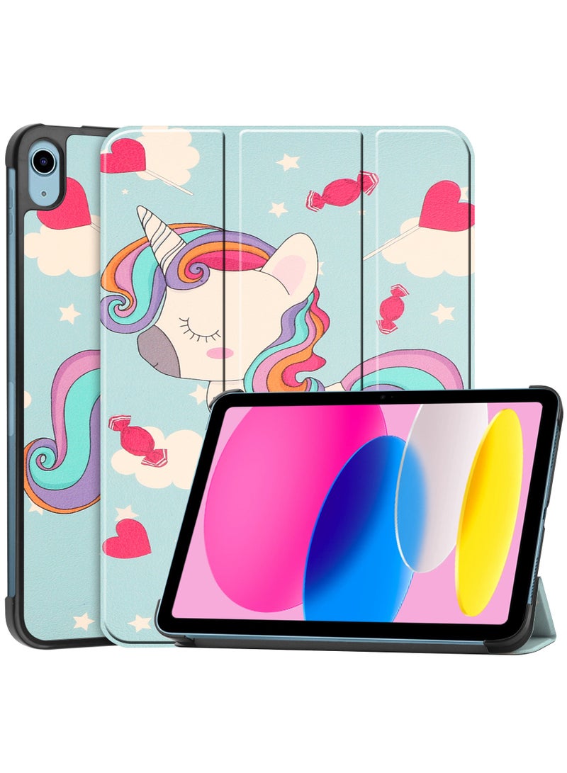 Case for IPad (A16) 11th/10th Generation Case(2025/2022 10.9 Inch) Convenient Magnetic Attachment Two-Way Trifold Stand Lightweight Protection Auto Sleep/Wake Rebound Series (Unicorn) - Image 1