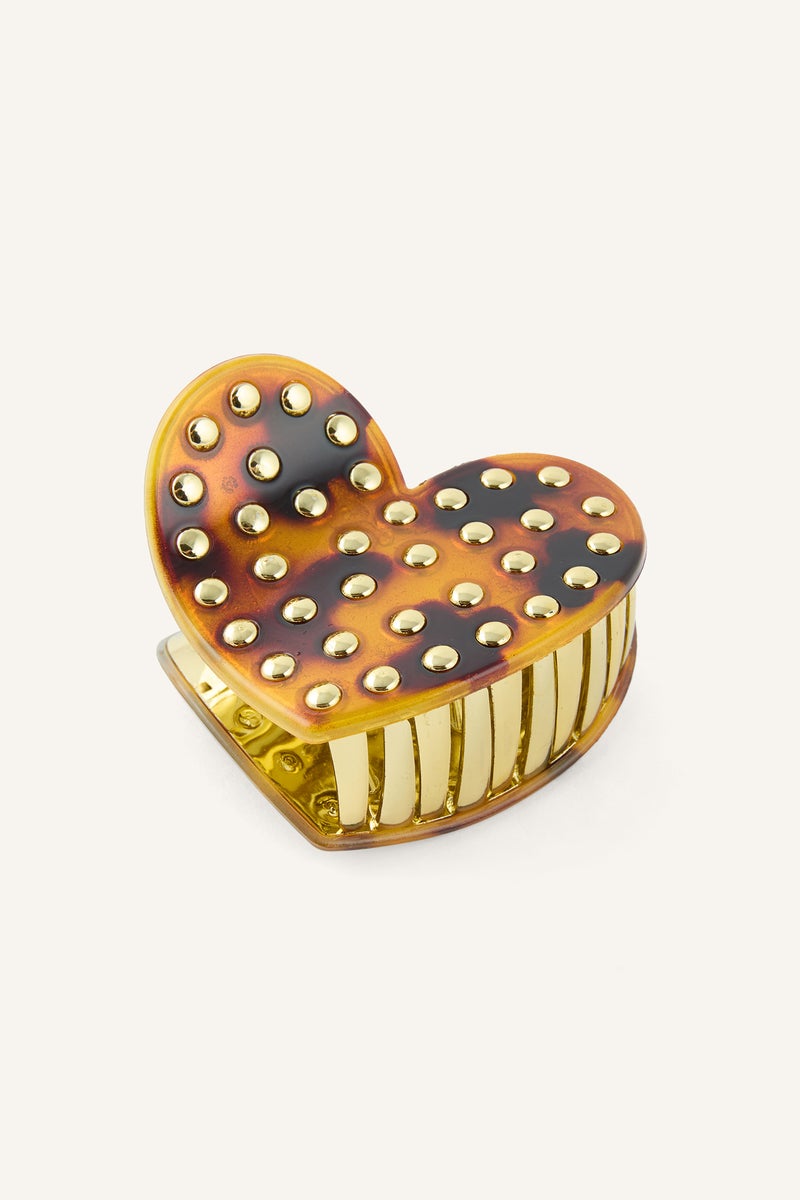 DeFacto Brown Woman Tortoiseshell Patterned Heart Hair Clips Casual - Image 2