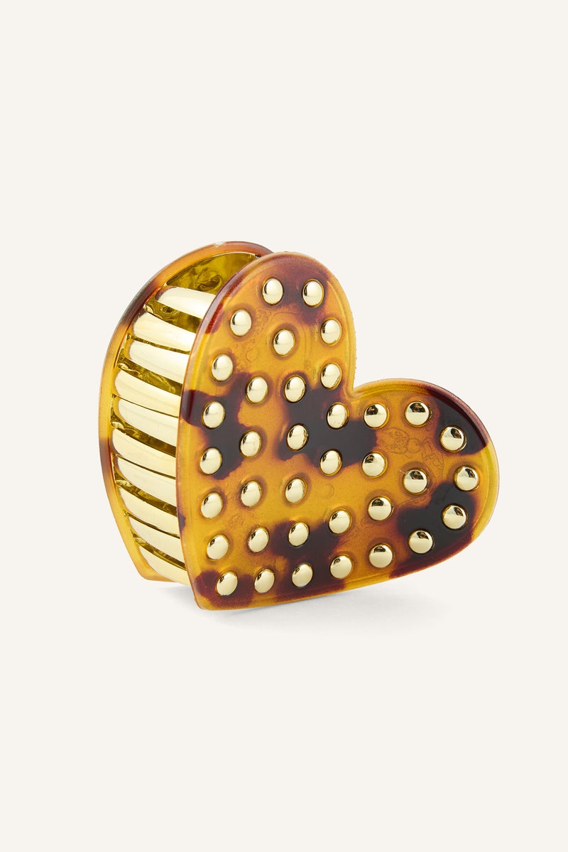 DeFacto Brown Woman Tortoiseshell Patterned Heart Hair Clips Casual - Image 3