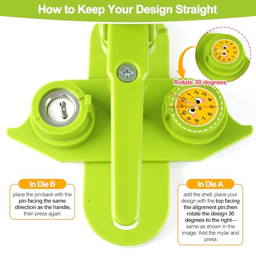 MK.Bear Button Maker Machine 25mm (1 in) DIY Gift, Installation-Free Pin Maker Machine, Pin Badge Button Press Machine with Free 500pcs Button Parts&100pcs Pictures&Circle Cutter&Magic Book(Green) - Image 5