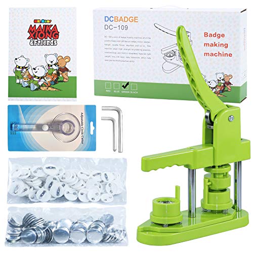 MK.Bear Button Maker Machine 25mm (1 in) DIY Gift, Installation-Free Pin Maker Machine, Pin Badge Button Press Machine with Free 500pcs Button Parts&100pcs Pictures&Circle Cutter&Magic Book(Green) - Image 1
