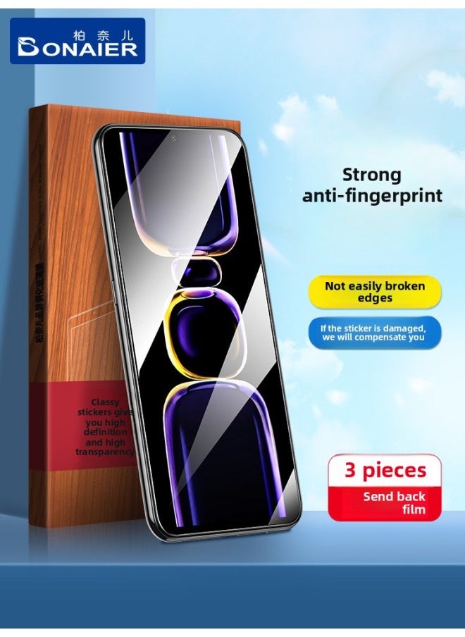 Generic For Red Rice K70 Tempered Film K70Pro For Xiaomi K60 Mobile Phone Film Turb3/K40 Full Screen K60E Protection K50-Colour:Dragon Crystal Explosion-proof·8k Blue Light*1 Piece [eye Protection And Anti-blue Light·convert Screen Harmful Light] Second Application Without White Edges*free Back Film-Size:Redmi K70e  - Image 2