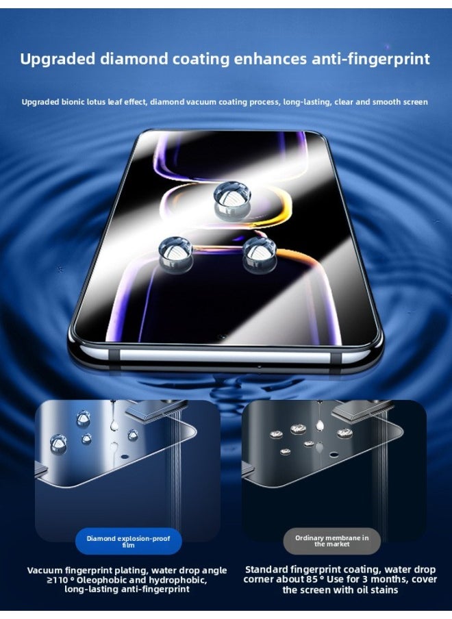 Generic For Red Rice K70 Tempered Film K70Pro For Xiaomi K60 Mobile Phone Film Turb3/K40 Full Screen K60E Protection K50-Colour:Dragon Crystal Explosion-proof·8k Blue Light*1 Piece [eye Protection And Anti-blue Light·convert Screen Harmful Light] Second Application Without White Edges*free Back Film-Size:Redmi K70e  - Image 4