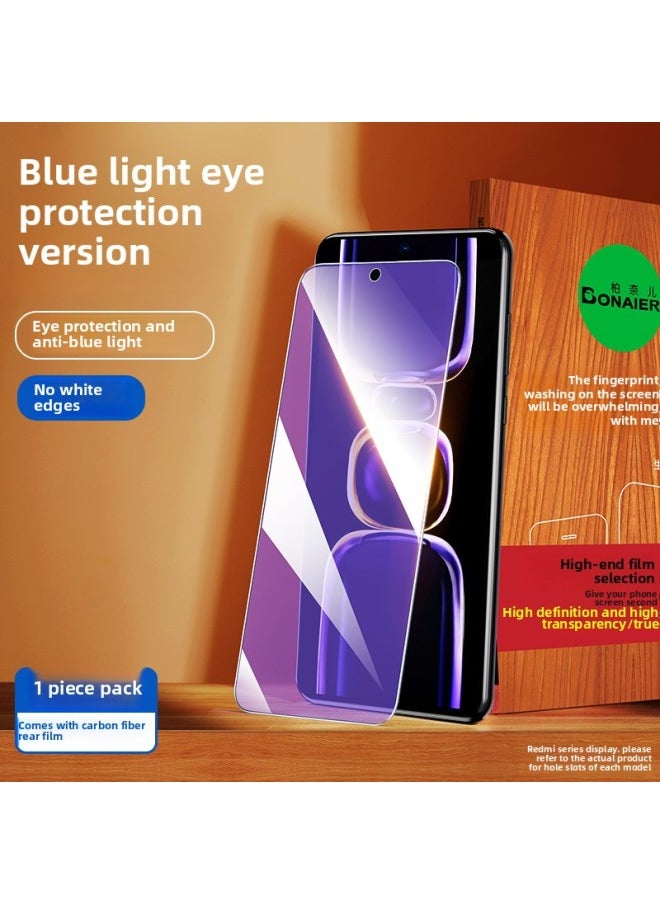 Generic For Red Rice K70 Tempered Film K70Pro For Xiaomi K60 Mobile Phone Film Turb3/K40 Full Screen K60E Protection K50-Colour:Dragon Crystal Explosion-proof·8k Blue Light*1 Piece [eye Protection And Anti-blue Light·convert Screen Harmful Light] Second Application Without White Edges*free Back Film-Size:Redmi K70e  - Image 1