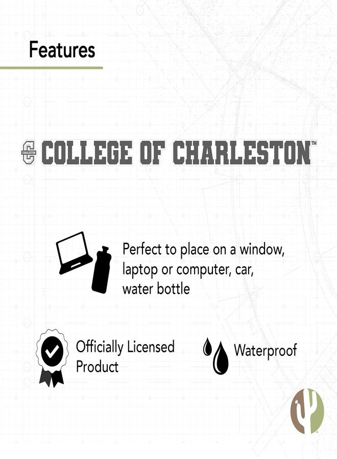 ديزرت كاكتوس ملصق فينيل بشعار اسم كلية تشارلستون كوغارز (C of C) على شكل صبار صحراوي، مناسب لأجهزة الكمبيوتر المحمولة، وزجاجات المياه، والسيارات، ودفاتر القصاصات (ملصق مقاس 15 بوصة) - Image 4