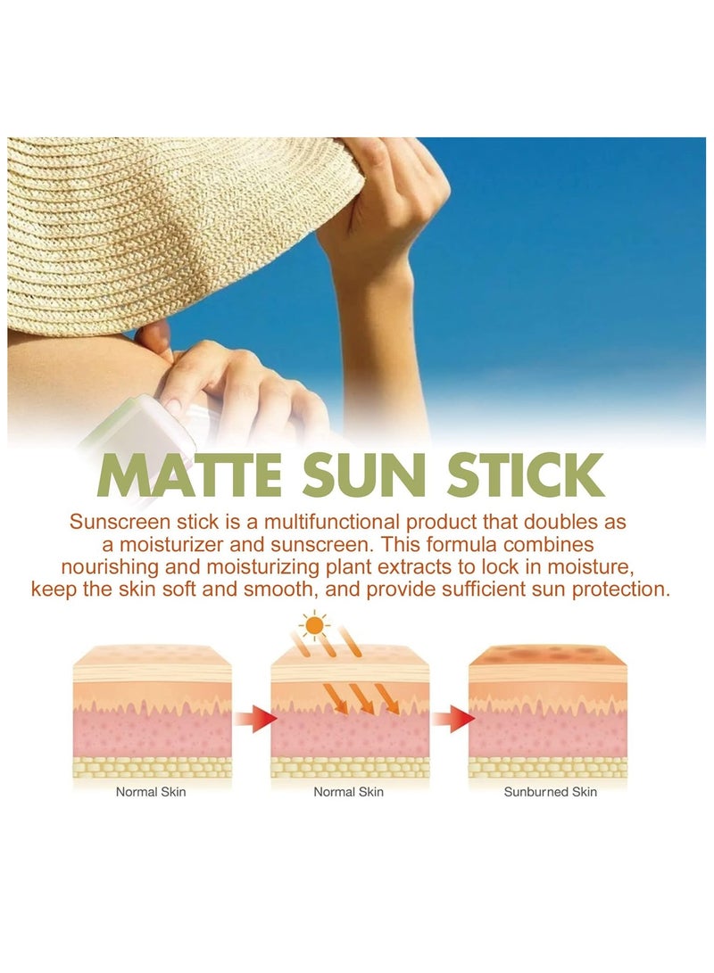 Generic Matte Sun Stick, Mugwort + Camelia, Korean Sunscreen Stick, Beauty of Matte Sun Stick, for Face Moisturizer with SPF 50+ PA+++ Matte Sunscreen for Face & Body Non Greasy, No White Cast (18g/0.63oz)  - Image 5