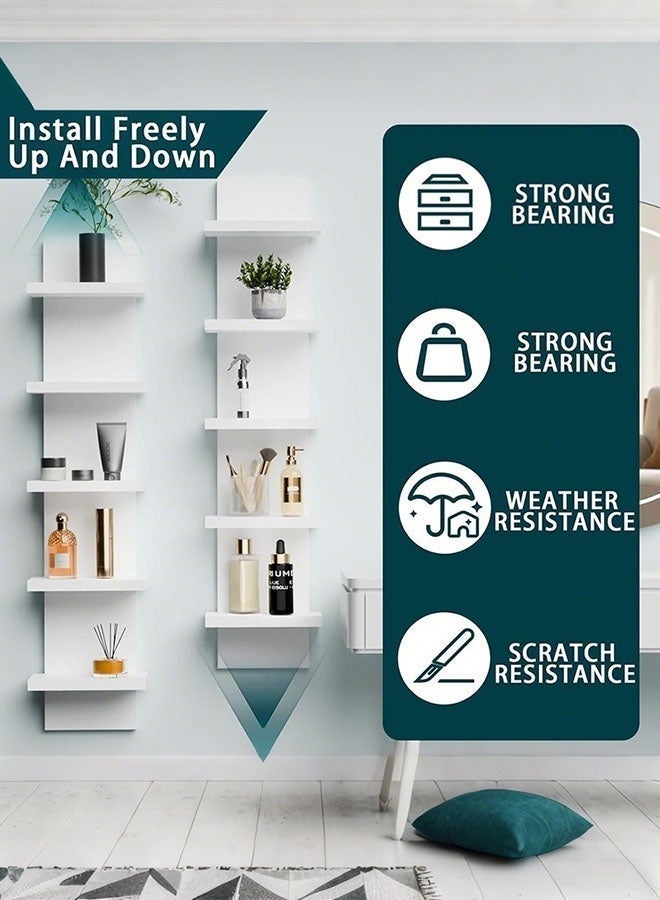 أوبتيا وحدة رفوف حائطية من 5 طبقات، رف عمودي أبيض، رف حائطي عائم للتخزين، رفوف حائطية زخرفية بتصميم برج طويل من Organizer للمنزل وغرفة النوم وغرفة المعيشة وديكور المكتب - Image 4