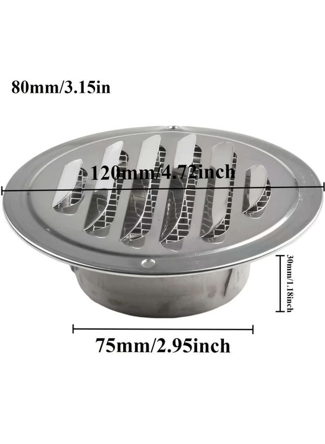 شبكة تهوية معدنية دائرية 70 مم مع صمام عادم مزين بنقوش أوراق زخرفية - Image 5