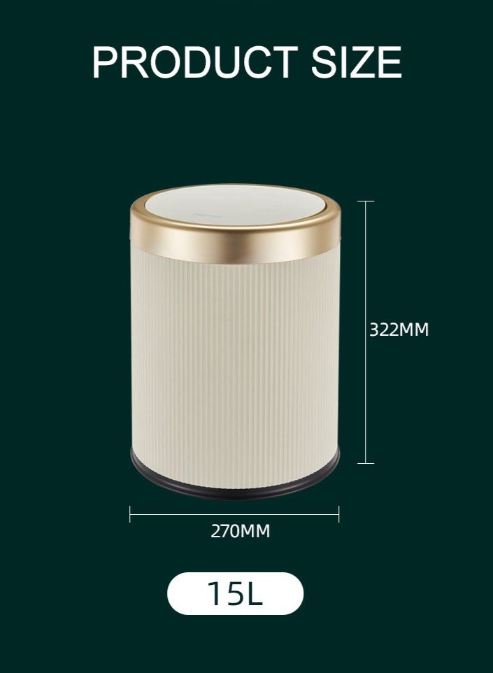 Monda 15L Double Barrel Trash Can High Appearance For Home Living Room Kitchen Bedroom Indoor Outdoor New Style Light Luxury Press Type With Lid​ - Image 4