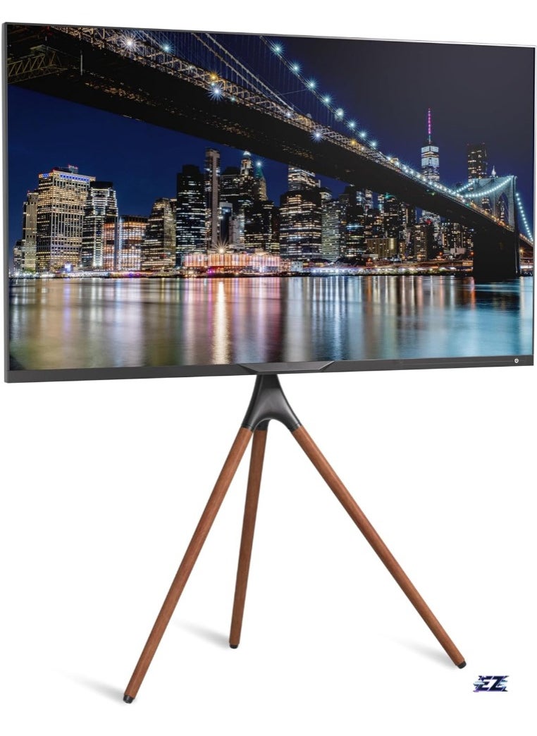 ELTRAZONE - TV Stand Tripod Base 45-70inch LED LCD OLED Flat Screens, Height Adjustable TV Floor Stand w/Cable Ties, 180°Swivel Portable TV Mount Stand Bedroom, Living Room, Studio, brown, 55lbs - Image 1