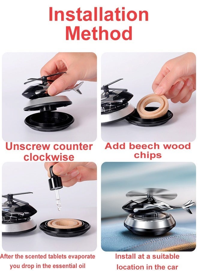 TIGER معطر هواء سيارة هليكوبتر زرقاء تعمل بالطاقة الشمسية - زينة عطرية دوارة مصنوعة من سبيكة الطيران - ديكور لوحة القيادة ومنقي هواء للسيارة أو المنزل أو المكتب - Image 4