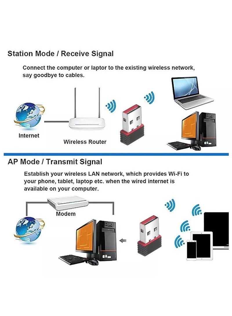 150Mbps Mini USB Wireless WiFi Adapter Usb 2.0 802.11b/g/b 2.4GHz LAN Internet Network Adapter Receiver - Image 4