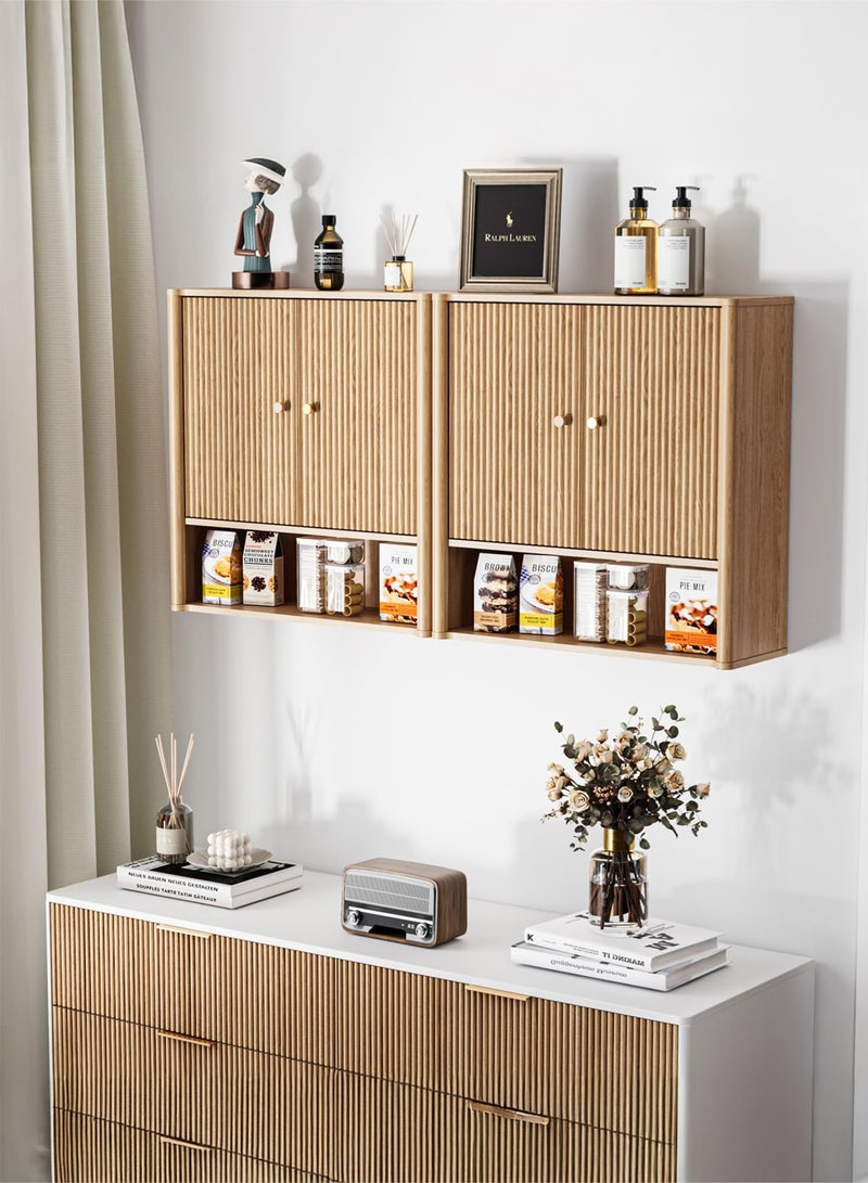 Yanara Bathroom Wall Storage Cabinet, Medicine Cabinet with Adjustable Wood Shelf & Doors, Over The Toilet Storage Cabinet that Resists Moisture, for Laundry Room & Living Room Kitchen Storage Islands, Natural - Image 3