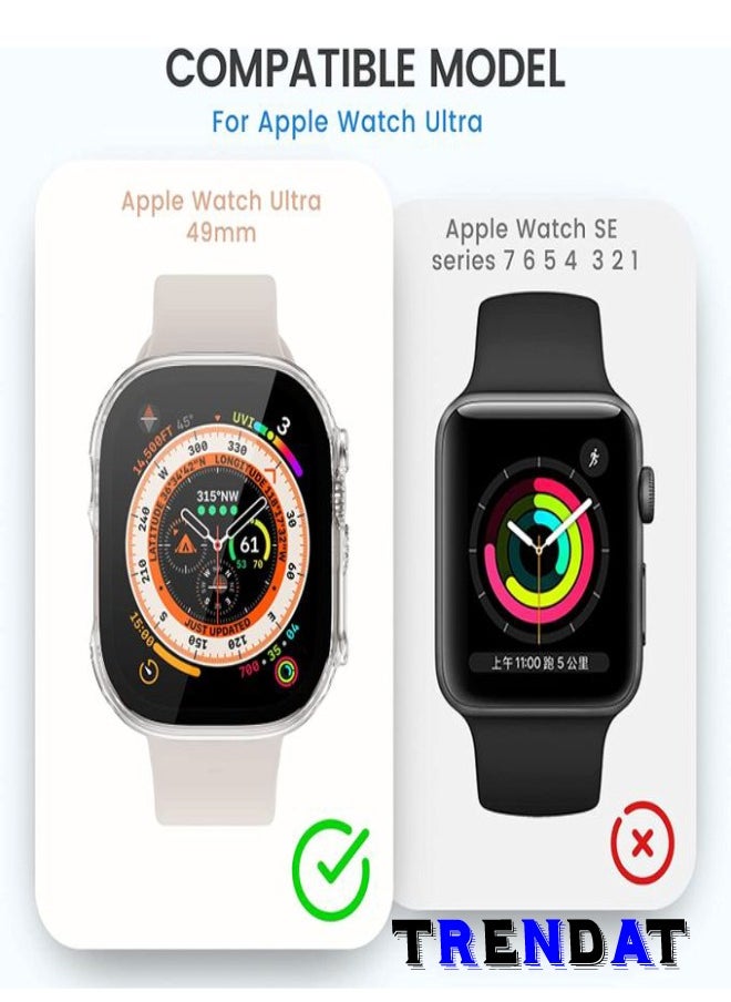 Generic - Full Protection Glass Screen Protector Case For Apple Watch Ultra 49mm - Transparent - Image 1