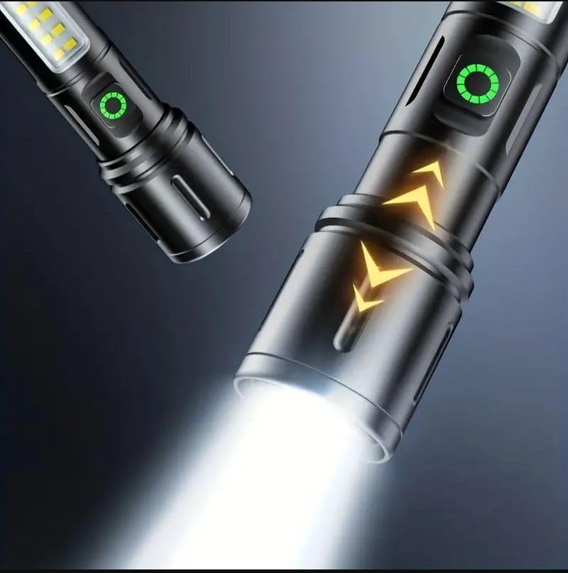 ULTREOS ULTREOS White Laser Outdoor Led COB Flashlight Aluminum Alloy Torchlight Red Light Camping Torch Zoomable Rechargable Long Lasting  - Image 2